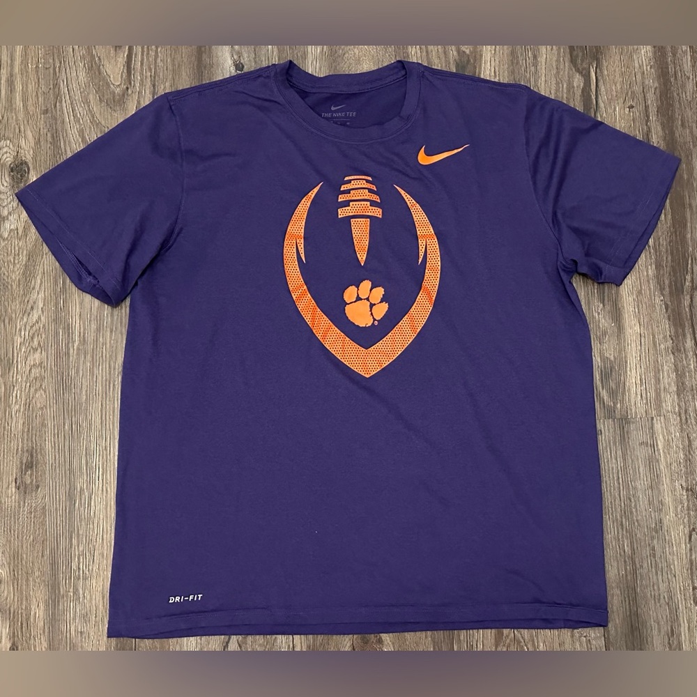 Men’s Nike Dri-Fit Clemson Tigers Football Purple/Orange Performance T-Shirt- XL